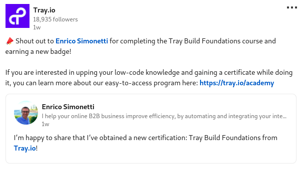 Tray.io - Academy certification - Tray Build Foundations